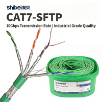 Kabel CAT7 SFTP Standar 10Gbps 600MHz 23AWG Tembaga Murni Berpelindung untuk Proyek Kabel Ethernet Cat 7