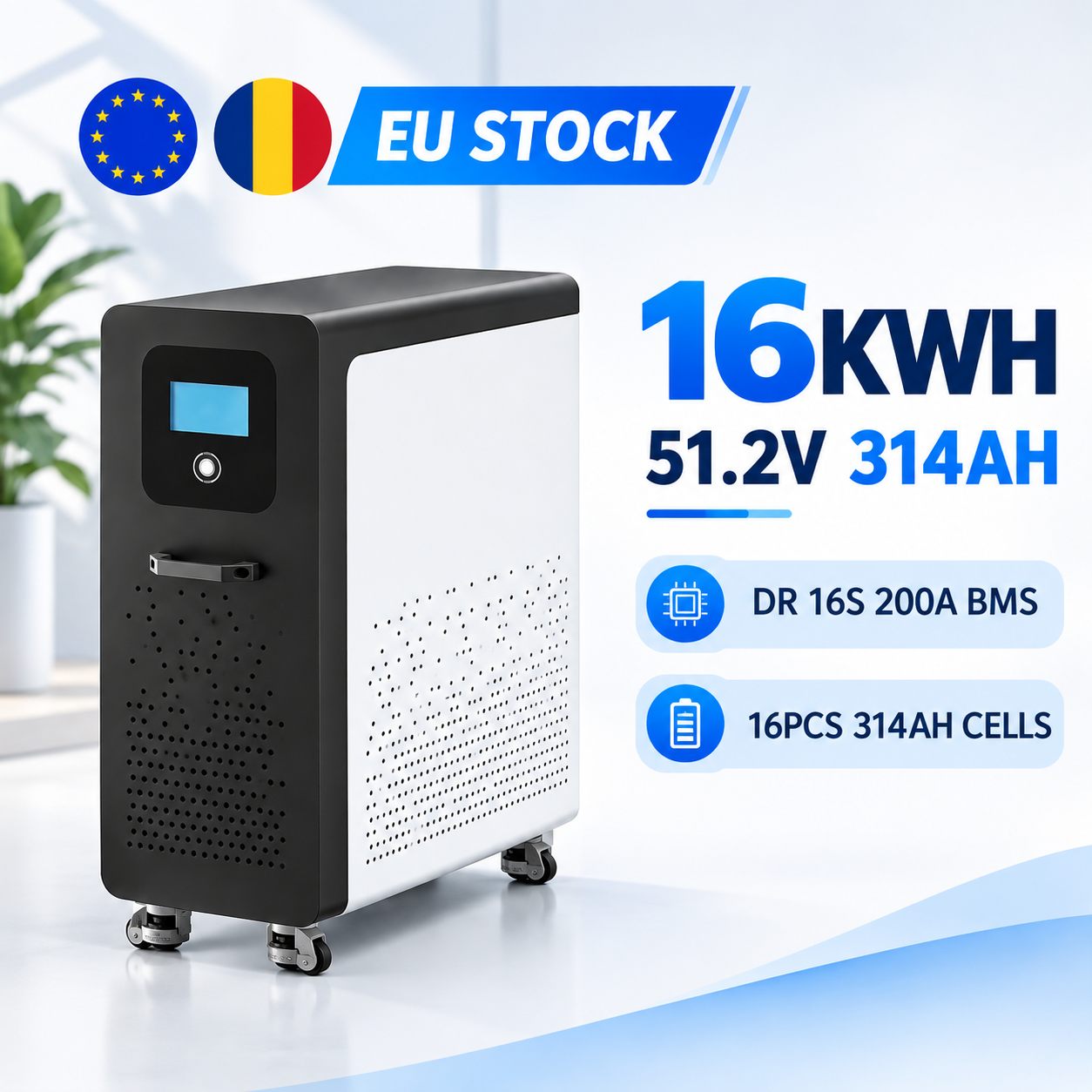 Romania EU Stock 15Kwh 16Kwh 51.2V 280Ah 300Ah 314Ah Lithium Ion Battery 30kwh 50kwh 48v 600Ah 900ah Lifepo4 Battery Pack · image 1