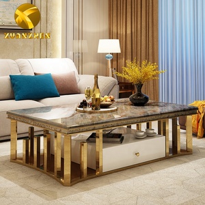 Wohnzimmermöbel-Sets Goldener Mitteltisch Luxuriöse Couchtische und <span class=keywords><strong>TV</strong></span>-Ständer Moderner Marmor-Couchtisch zum Verkauf - Product Image 4