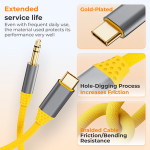 <span class=keywords><strong>USB</strong></span> C macho a <span class=keywords><strong>Aux</strong></span> 3,5mm macho Cable adaptador de Audio 1,2 M chaqueta de PVC profesional para altavoz de coche auriculares chapado en oro - Product Image 4