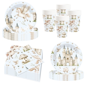 Juego de Vajilla de Cumpleaños de Unicornio DAMAI, Plato de Papel con Elementos de Castillo de Unicornio, Vasos de Papel, Servilletas para Niños, Fiesta de Cumpleaños Infantil - Product Image 5