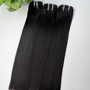 Mèches de cheveux humains vierges bruts malaisiens lisses, cuticules alignées, double trame, noir naturel brillant - Product Image 6