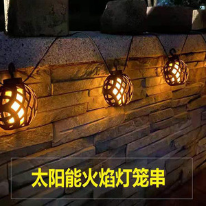 ไฟสวนพลังงานแสงอาทิตย์ LED ไฟประดับรูปทรงเปลวไฟ 8 ชิ้น แบบแขวน กันน้ำ ตกแต่งภายนอก - Product Image 4