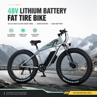 Vélo de montagne électrique 48V, 26 x 4,0 pouces, batterie lithium, moteur roue arrière, frein à disque, pour adultes