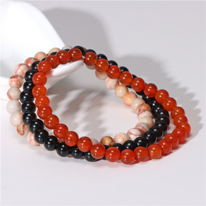 ชุดสร้อยข้อมือลูกปัดหินลาวาธรรมชาติแบบยืดได้ขนาด6มม. Y2K - Product Image 5