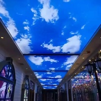 Plafonds suspendus modernes ZHIHAI avec impression de ciel bleu clair, nuages et soleil pour la décoration de restaurant, film de plafond extensible en PVC 3D