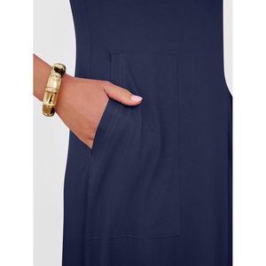 FOXA Robe mi-longue d'été pour femme, manches courtes, boutonnée, col rond, décontractée, pour vacances à la plage, ample, avec poches - Product Image 6