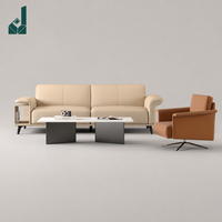 Ensemble de canapés de direction en cuir italien moderne, luxe, beige, cuir véritable, pour bureau de PDG, réception d'entreprise, salon