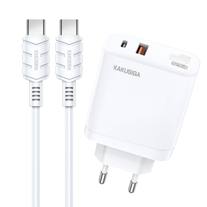 Kakusiga 40W <b>USB</b>-<b>C</b> Fast Charger With 1M <b>Type</b>-<b>C</b> <b>Cable</b> White KSC-813 - Product Image 1