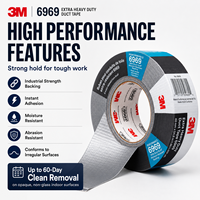 Nastro Adesivo 3M 6969 Extra Resistente 0,25mm 48mm 55m con Adesivo in Gomma per Riparazioni MRO
