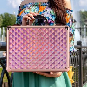 Trường hợp trang điểm chuyên nghiệp với đèn LED điều chỉnh, trường hợp đào tạo mỹ phẩm làm đẹp hộp công cụ mỹ phẩm với gương tàu di động - Product Image 5