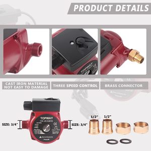 ปั๊มน้ำหมุนเวียน Topway 3 4 Npt 110V 7 92 Gpm สำหรับระบบเครื่องทำน้ำอุ่น - Product Image 2