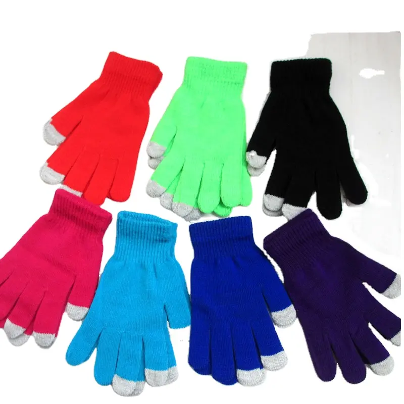 Gants d'hiver tricotés en acrylique pour Smartphone, 20 pièces, mélange de couleurs, tailles, hiver, panneaux, écrans tactiles