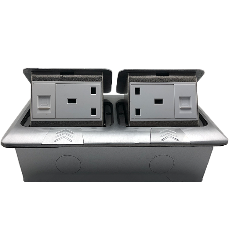 Factory Sale Double 13A and Thele Socket Pop up Electrical Outlet With Cover Box Customizable Floor Sockets Pop-Up Floor Box