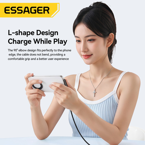 Câble de charge rapide 2 en 1 <span class=keywords><strong>ESSAGER</strong></span> ES-X78, support invisible, plat, tressé, chargeur PD 100W, USB vers Type C, câble de données - Product Image 5