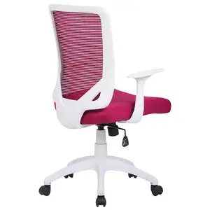 High Quality Height Adjustable Red Executive Mid Back Mesh Chair With Fixed Armrest