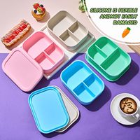 Ensemble d'alimentation pour bébé écologique et biodégradable, boîte à lunch pour enfants d'école, boîte à lunch en silicone, bento pour enfants, chauffable, anti-fuite