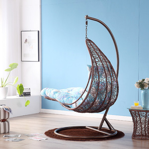 Fauteuil Suspendu Moderne en Rotin pour Jardin, Chaise Longue en PE et Métal pour Patio, Cour, Chambre, Hôtel, Parc - Product Image 4