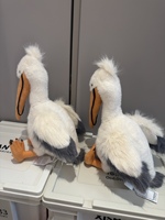 Peluche Pellican à Long Bec JellyCatt 34cm, Adorable Oiseau Gris Doux et Moelleux, Poupée Debout pour Cadeaux d'Anniversaire Enfants