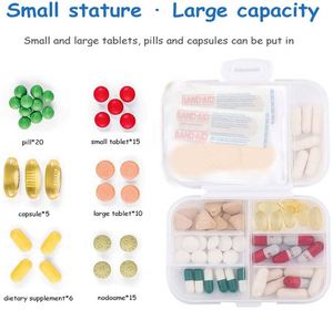 Vente en gros de boîtes à pilules de voyage en plastique portables à 8 compartiments avec logo personnalisé - Product Image 3