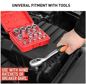 Juego de Puntas de Estrella Torx Hembra de Acero al Cromo Vanadio, 14 Piezas, E4-E24, Estuche Rígido OEM, Juego de Herramientas Manuales - Product Image 3