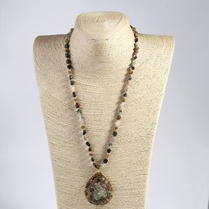 Moda Boho mujer joyería Chip turmalina <span class=keywords><strong>Rhinestone</strong></span> Pava bola hematita cuentas <span class=keywords><strong>collar</strong></span> hierro turmalina gota colgante <span class=keywords><strong>collar</strong></span> - Product Image 6