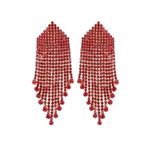 Châu Âu Và Mỹ Thanh Lịch Màu Đen Dài Thác Tassel Bông Tai Nhiều Màu Pha Lê Rhinestone Tam Giác Bông Tai Cho Phụ Nữ - Product Image 2