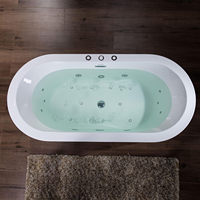 Baignoire autoportante en acrylique sans couture pour une personne, forme ovale, baignoire autoportante, hydrojets pour hôtel