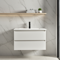 Meuble-lavabo flottant de style ferme moderne avec tiroirs et miroir, résistant à l'eau, écologique, pour salle, maison, chambre, école, rangement