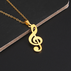 Suake — collier élégant avec symbole Musical, pendentif trible G Clef, en acier inoxydable, plaqué or véritable, bijoux à breloque musicale - Product Image 3