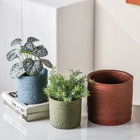 Pot de Plante Carré Intérieur/Extérieur AI avec Accents Peints Uniques Gris et Blanc, Pots en Ciment de 5,5 Pouces pour Toutes les Plantes d'Intérieur