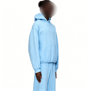 Sudadera con Capucha de Punto Azul Claro para Hombre, Diseño Profesional, con Estampado de Polvo, Corte Holgado, para Hombre - Product Image 4