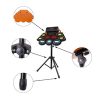Portable Full Size Drum Set With Silicone Drum Pad Premium Brass Cymbals Complete Professional Percussion Kit