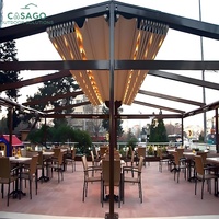 Pergola pliante automatique en aluminium avec toit en tissu imperméable et commande intelligente pour terrasse