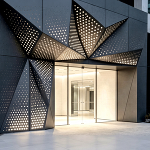 Panel de Revestimiento de Fachada de Pared Cortina de Aluminio Perforado Personalizado, Corte Láser, Revestimiento Exterior para Edificios - Product Image 1