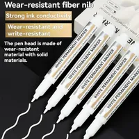 10 stylos à peinture blanche - Marqueurs permanents acryliques imperméables pour métal, verre, bois, fournitures d'art DIY