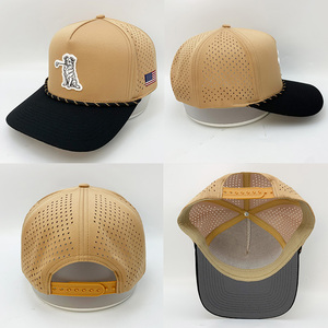 OEM Nhà cung cấp 'biểu tượng tùy chỉnh Golf Rope Mũ mùa hè hai tông màu thể thao ngoài trời Mũ bóng chày sắt PVC các bản vá lỗi 5 Bảng điều chỉnh không thấm nước Puff - Product Image 3