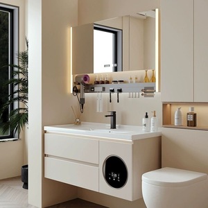 Nouvelle Arrivée : Meuble de Salle de Bain Écologique, Durable et Multifonctionnel avec Vasque Intégrée, Miroir Intelligent et Machine à Laver – Solution Complète pour Salle de Bain - Product Image 6