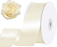 Ruban en satin double face 100% polyester ivoire de 1,5 pouce pour bouquets de fleurs, nœuds pour cheveux, emballage cadeau, décorations pour la maison