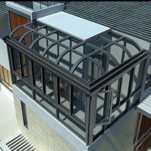 新房玻璃窗花园延伸屏风遮阳棚铝玻璃房日光室待售