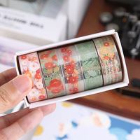 5 rouleaux de ruban adhésif décoratif Washi romantique en forme de fleurs, mignon et frais, pour étudiants, un cadeau indispensable pour les étudiants