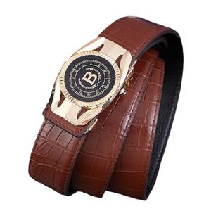 Cintura in <span class=keywords><strong>pelle</strong></span> di vacchetta con motivo a coccodrillo di fascia alta in lega automatica da uomo nuova cintura alla moda in vera <span class=keywords><strong>pelle</strong></span> per giovani di mezza età - Product Image 5