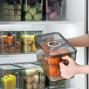 حاوية تخزين طعام للمطبخ NISEVEN Berserk للثلاجة مع صينية تصريف قابلة للإزالة حاوية تخزين بلاستيكية للثلاجة مع غطاء