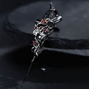 Pendientes de Oreja Estilo Vintage Oscuro con Plumas de Ángel y Demonio, Diamantes, Tipo Piercing, Gótico Punk, Joyería - Product Image 1