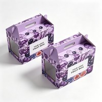 Boîte à fruits personnalisée en gros, boîte d'emballage de fruits portable de haute qualité avec poignée, boîte cadeau pour pommes et cerises avec encre à base de soja