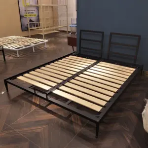 Hot sale Solid wood slat bed frame Metal With head board