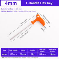 Llave Allen con mango en T de 4 mm de alta resistencia, mango antideslizante, llave hexagonal de acero CR-V, herramienta manual