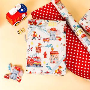 Cartoon fire engine and baby elephant pattern gift wrapping <b>paper</b> <b>Red</b> polka dot children gift wrapping <b>paper</b> Customizable - Product Image 2