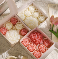 Set Hadiah Lilin Aromaterapi Bentuk Mawar & Peony, Lilin Aromaterapi Buatan Tangan untuk Suvenir Hari Valentine, Dekorasi Rumah Romantis