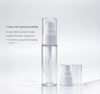 Flacon cosmétique cylindrique transparent en PET de 30 ml avec pompe à lotion blanche, distributeur de sérum et de lotion portable pour les voyages, étiquette privée OEM